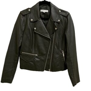 New York & Company Black Leather Jacket Sz S